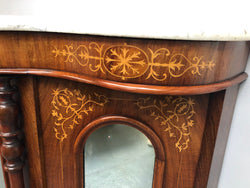 Petite Victorian Marble Top Sideboard-Credenza With Beautiful Marquetry Inlay | Antique & Vintage | Moonee Ponds Antiques | Australia Wide Delivery