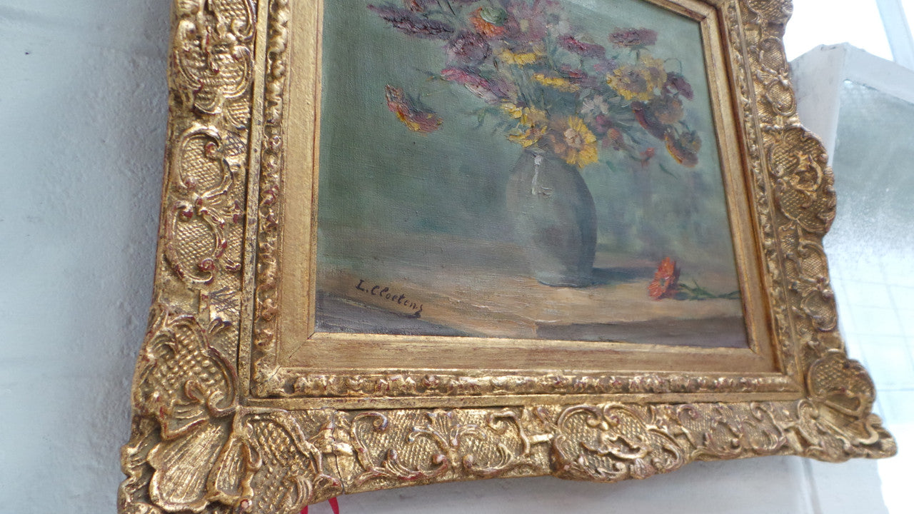 Absolutely Beautiful Antique French Floral Oil Painting