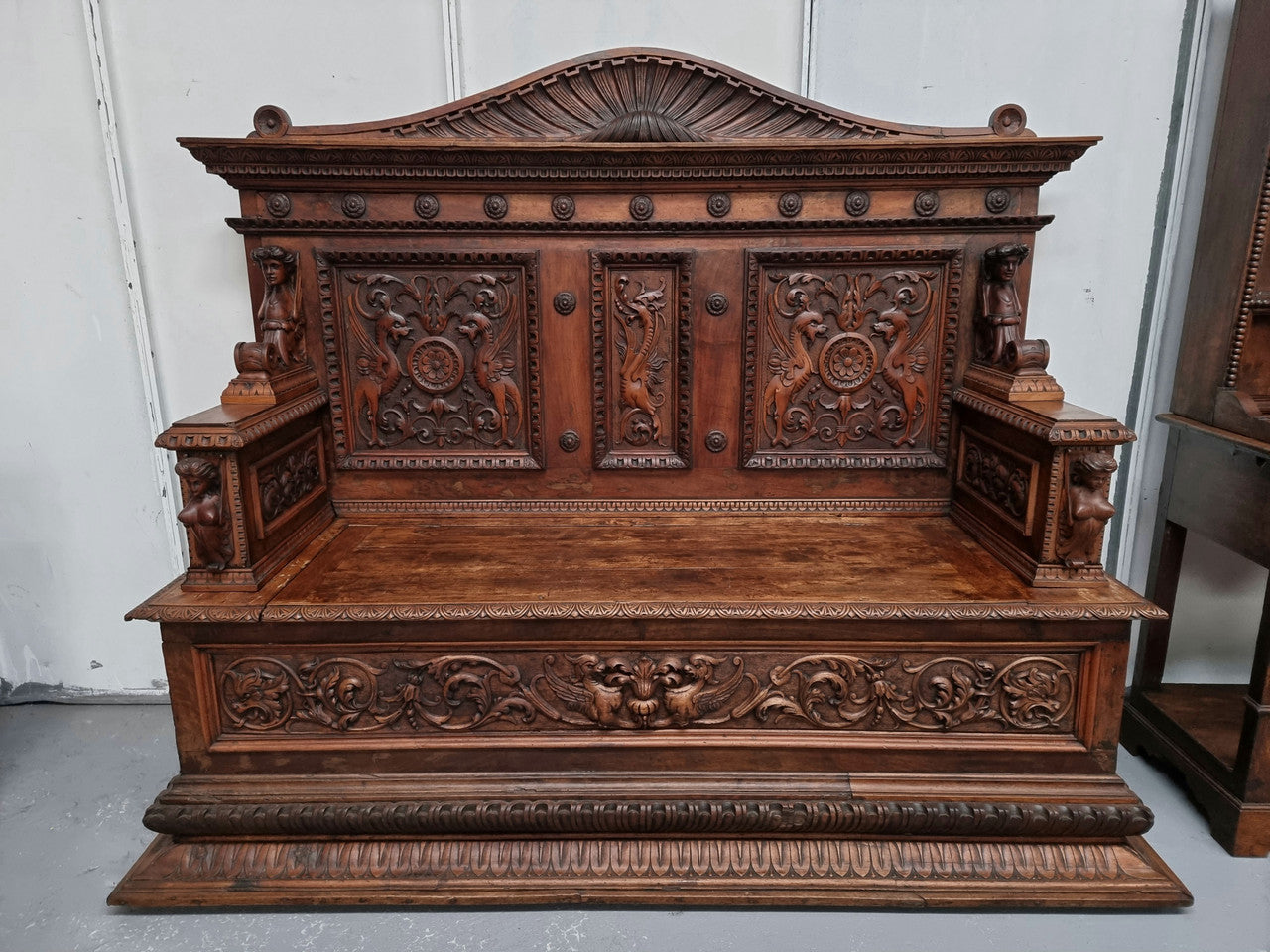 18th Century Carved Italian Renaissance Style Hall Seat