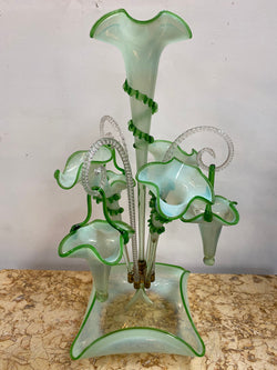 Large & Rare Victorian Vaseline Glass Epergne | Antique & Vintage | Moonee Ponds Antiques | Australia Wide Delivery