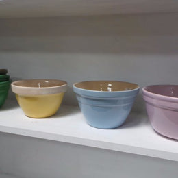 Assorted Vintage Colored Pottery Mixing Bowls