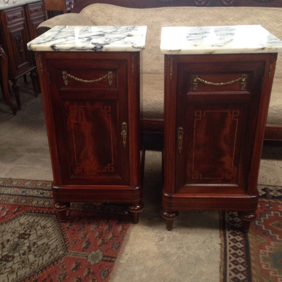 Pair Flame Mahogany Bedsides-1