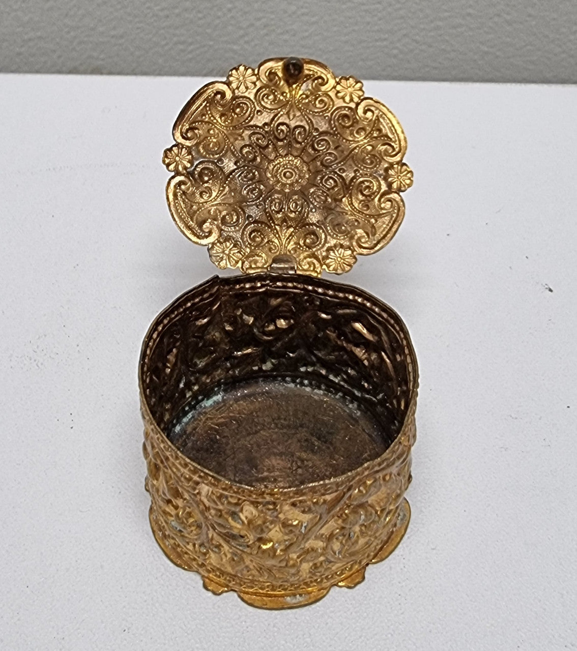 Antique French Gilt Metal Ornate Trinket Box