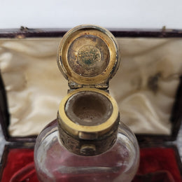Rare Antique rock crystal and silver gilt perfume bottle in its original case by Thomas Diller of London. It is in good original condition, please view photos as they help form part of the description.