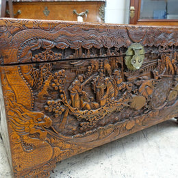 Carved Chinese Camphor Wood Trunk