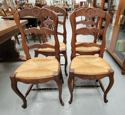 Set of Six Louis XV Style French Oak Rush Seat Dining Chairs | Antique & Vintage | Moonee Ponds Antiques | Australia Wide Delivery