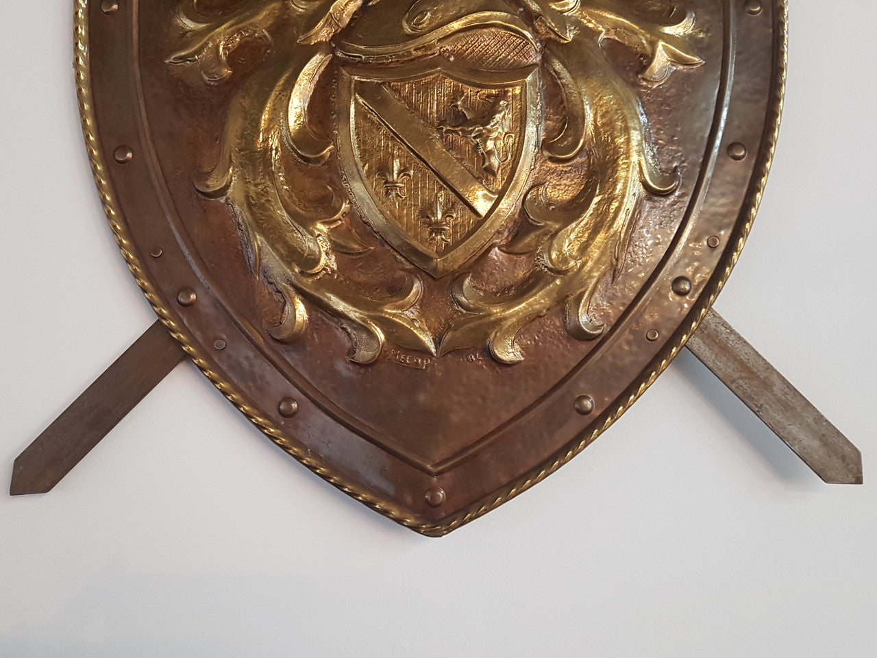 An Antique Embossed Shield with Swords | Antique & Vintage | Moonee Ponds Antiques | Australia Wide Delivery