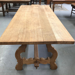Antique French bleached oak, Spanish style Farmhouse table in good condition.