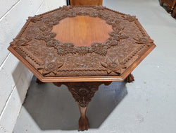 Heavily Carved Teakwood Round Chinese Coffee Table | Antique & Vintage | Moonee Ponds Antiques | Australia Wide Delivery