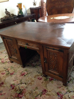 French Oak Double Pedestal Desk | Antique & Vintage | Moonee Ponds Antiques | Australia Wide Delivery