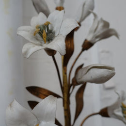 Pair of French brass flower ornaments