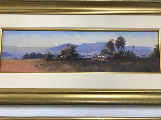 Beautiful oil on board landscape by English born  (Richard Chamerski) born in 1951 and began painting full time in 1978. He paints Traditional Impressionist landscapes and seascapes, and his work is represented throughout Australia. Painting measurements without frame is height 20 cm length 72 cm