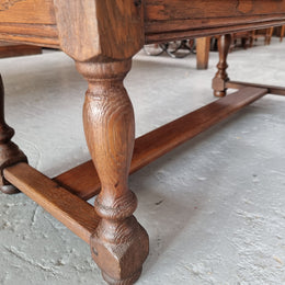 Fabulous Rustic French Oak coffee table with two drawers. It is in good original detailed condition.