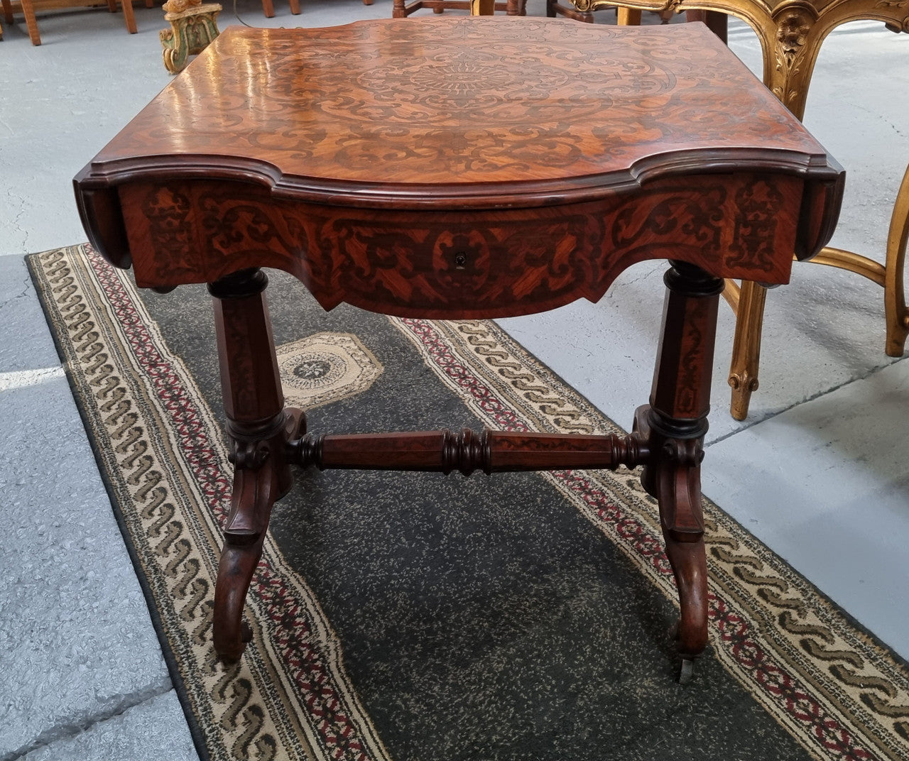 Stunning Marquetry Inlaid Extendable Side Table | Antique & Vintage | Moonee Ponds Antiques | Australia Wide Delivery