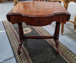 Stunning Marquetry Inlaid Extendable Side Table | Antique & Vintage | Moonee Ponds Antiques | Australia Wide Delivery