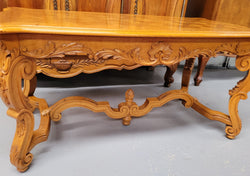 French Oak Parquetry Top Coffee Table With Decorative Carved Base | Antique & Vintage | Moonee Ponds Antiques | Australia Wide Delivery