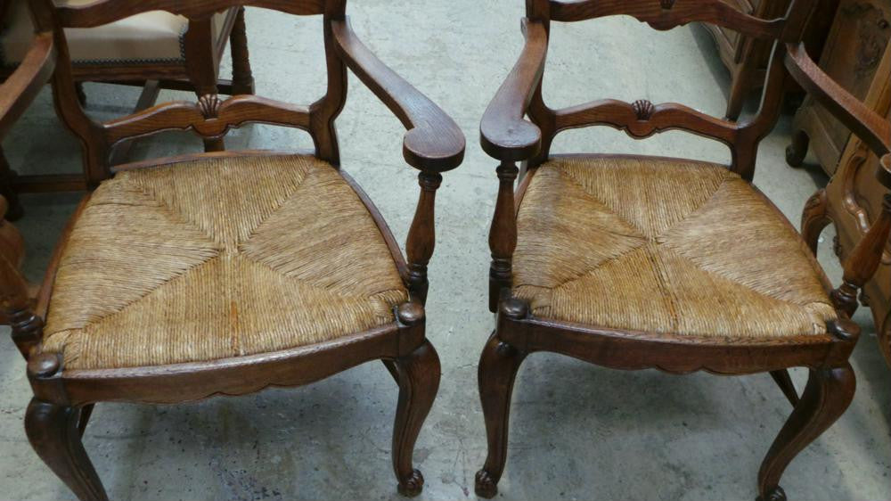 Pair Of French Rush Seat Carvers | Antique & Vintage | Moonee Ponds Antiques | Australia Wide Delivery