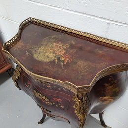 Rare French Louis XV Style Hand Painted Miniature Bombe Commode