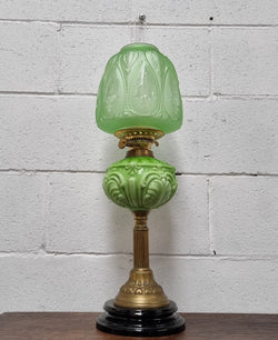Beautiful Victorian Green Banquet Lamp | Antique & Vintage | Moonee Ponds Antiques | Australia Wide Delivery