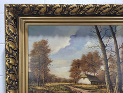 French Oil On Canvas "Cottage Landscape" Painting | Antique & Vintage | Moonee Ponds Antiques | Australia Wide Delivery