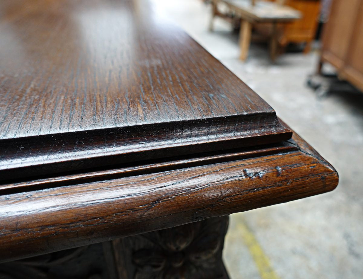 1860's French Oak Gothic Style Two Drawer Desk | Antique & Vintage | Moonee Ponds Antiques | Australia Wide Delivery