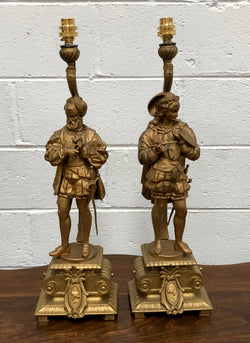 Fabulous Pair Of French Gilt Metal Table Lamps Of "The Artist" & "The Sculptor" | Antique & Vintage | Moonee Ponds Antiques | Australia Wide Delivery