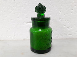 Round Victorian Green Glass Crown Perfume Bottle | Antique & Vintage | Moonee Ponds Antiques | Australia Wide Delivery