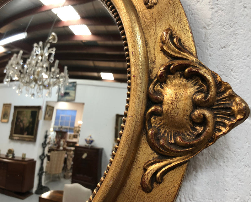 Wooden Antique Gilt Frame Convex Mirror