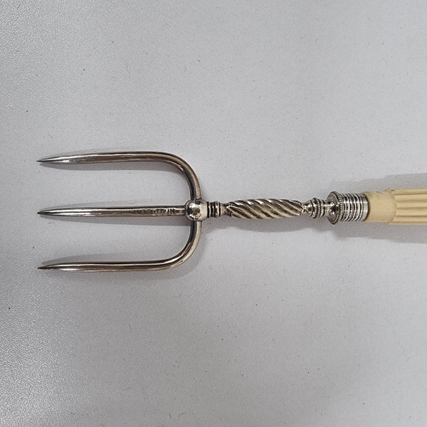 Elegant Antique pickle fork with a ivory handle. It is in good original condition, please view photos as they help form part of the description.