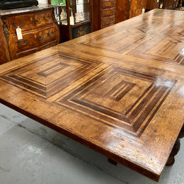 Superb Oak & Walnut 19th Century Parquetry Top Extension Table