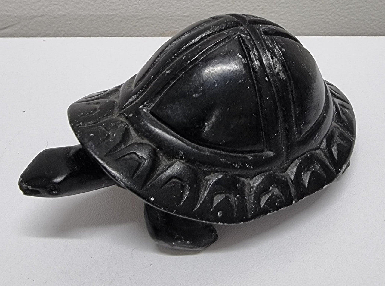 Vintage Hand Carved Zimbabwe Hard Stone Turtle