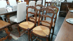Solid Set Of Ten French Oak Rush Seat Dining Chairs | Antique & Vintage | Moonee Ponds Antiques | Australia Wide Delivery