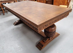 French Oak Renaissance Style Extension Table With Stretcher Base | Antique & Vintage | Moonee Ponds Antiques | Australia Wide Delivery