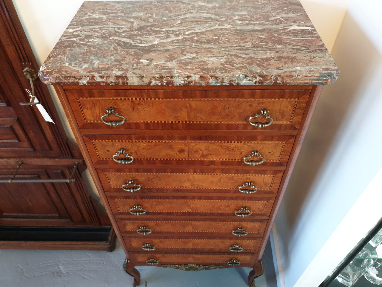 Louis XV Style Inlaid Marble Top Seminar