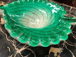 Vintage Murano Cased Glass Bowl In Emerald Green | Antique & Vintage | Moonee Ponds Antiques | Australia Wide Delivery