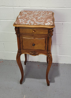 Single French Louis XV Style Walnut Inset Marble Top Bedside | Antique & Vintage | Moonee Ponds Antiques | Australia Wide Delivery