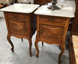 Pair Of French Walnut Marble Top Bedsides | Antique & Vintage | Moonee Ponds Antiques | Australia Wide Delivery