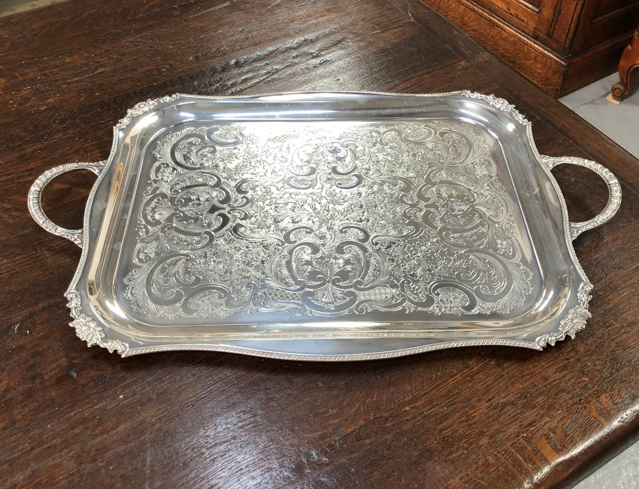 A Heavy Quality Sheffield Plate Tray | Antique & Vintage | Moonee Ponds Antiques | Australia Wide Delivery