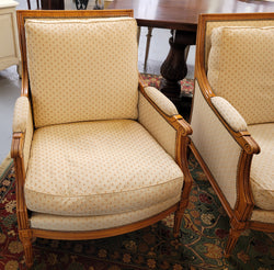 Pair of Louis XVI Style 19th Century Walnut Upholstered Bergère Chairs | Antique & Vintage | Moonee Ponds Antiques | Australia Wide Delivery