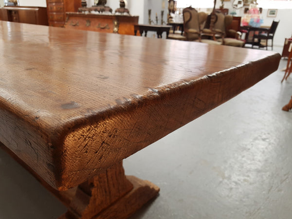 Superb 19th Century French Oak Pedestal Refectory Table Rustic Farmhouse