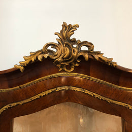Stunning Antique Louis XV Style Walnut & Marquetry Inlay Vitrine