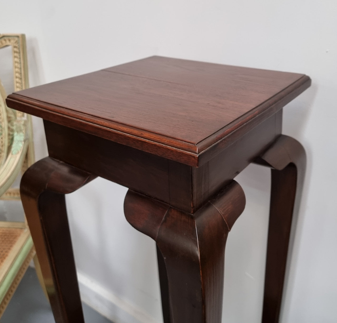 Vintage square two tier Blackwood pedestal/ plant stand. It is in good original detailed condition.