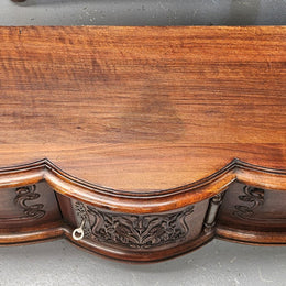 Appealing French Louis XVth style walnut converted TV unit.  Central carved  door & 2 Sliding Cupboards. In good condition.