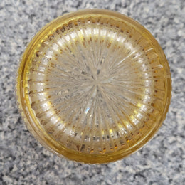 Antique Amber Bohemian acid etched and wheel engraved crystal vase. It has a stunning frieze of vine branches and a star cut base. It is in good original condition, please view photos as they help form part of the description.