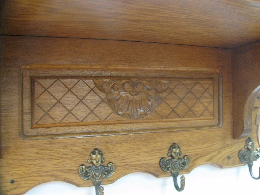 French Oak Carved Hat Rack