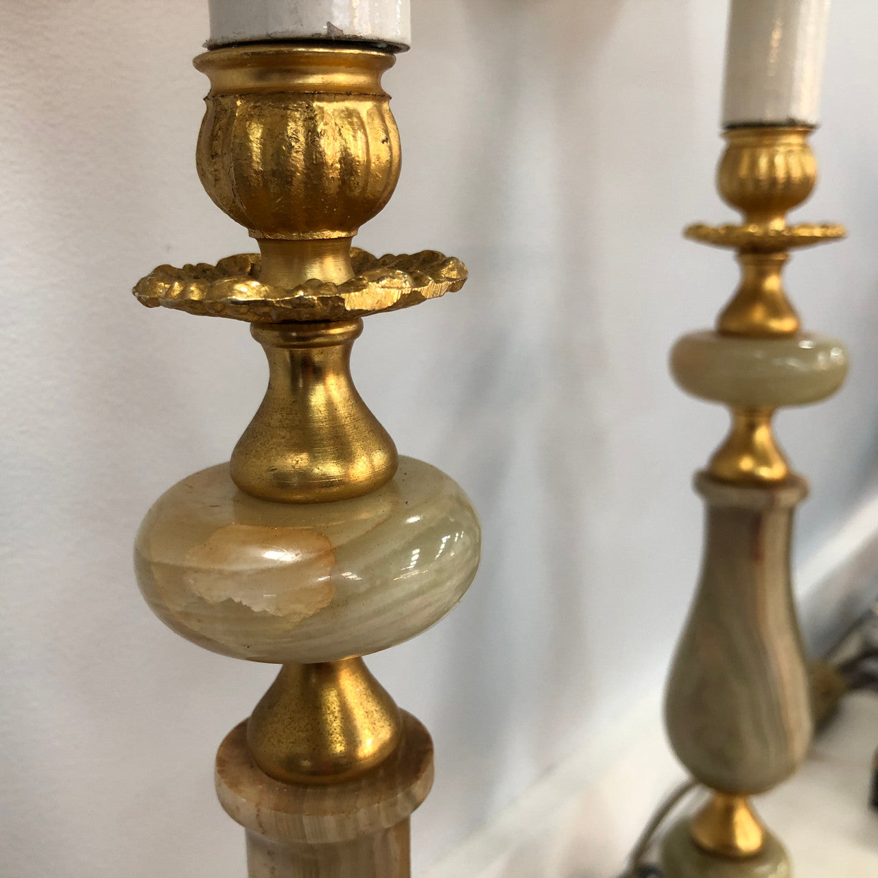 Pair of Vintage Onyx and Marble lamp bases