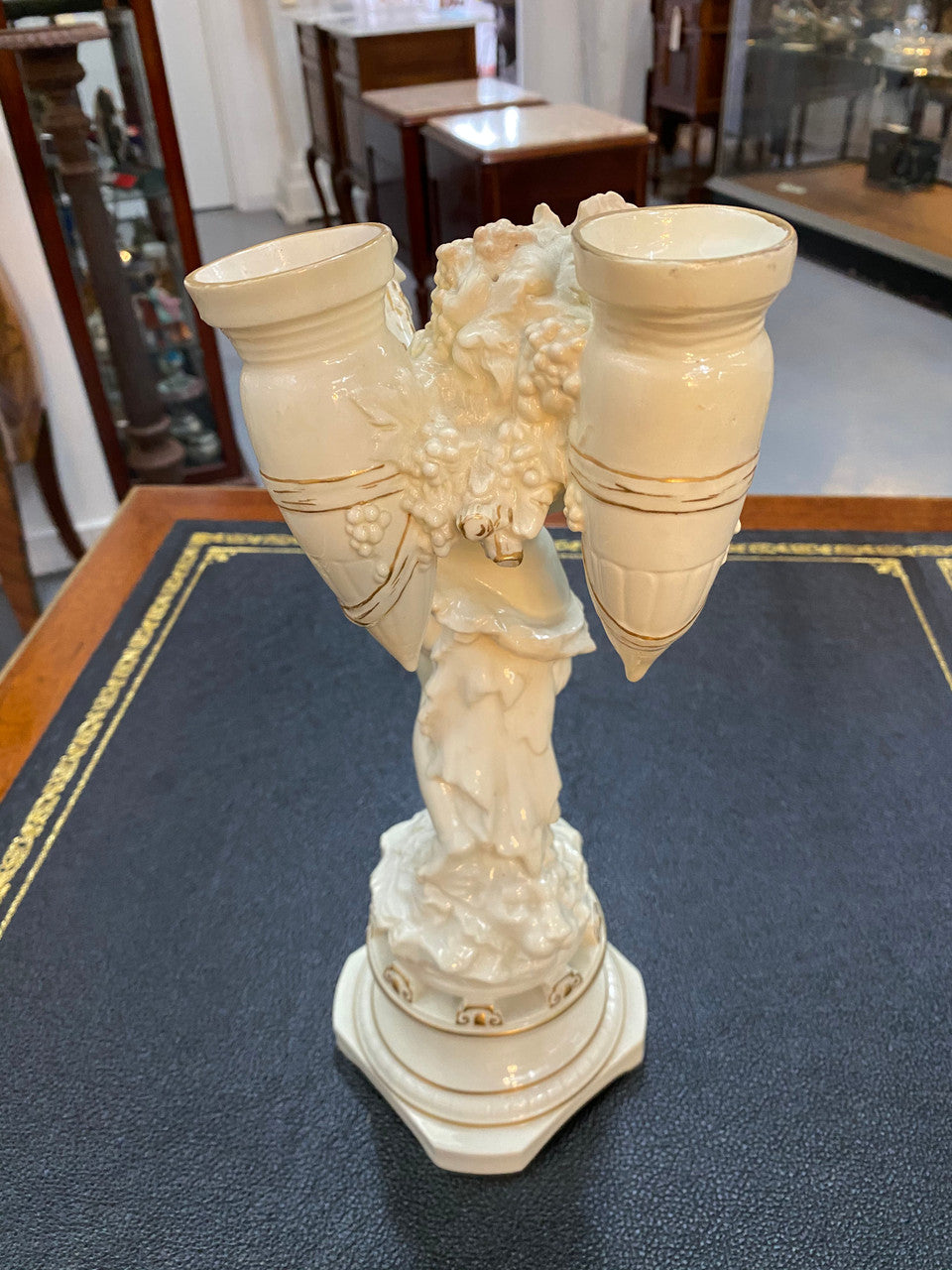 Victorian Porcelain Cherub Statue Posy Vase