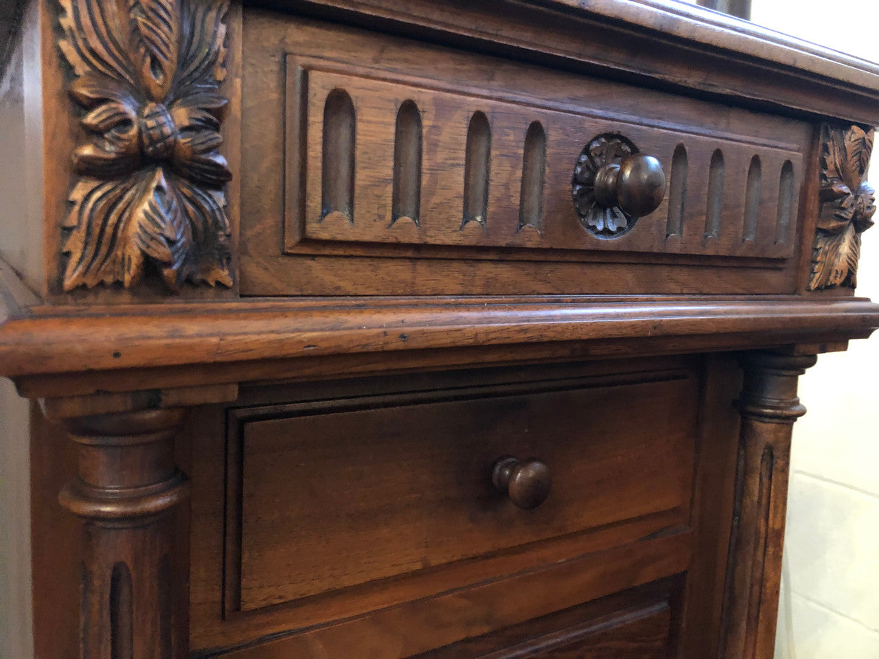 Henry II Style Walnut Inset Marble Top Single Bedside | Antique & Vintage | Moonee Ponds Antiques | Australia Wide Delivery