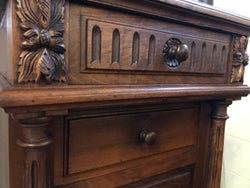 Henry II Style Walnut Inset Marble Top Single Bedside | Antique & Vintage | Moonee Ponds Antiques | Australia Wide Delivery