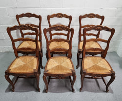 Set of Six French Oak Rush Seated Provincial Dining Chairs | Antique & Vintage | Moonee Ponds Antiques | Australia Wide Delivery